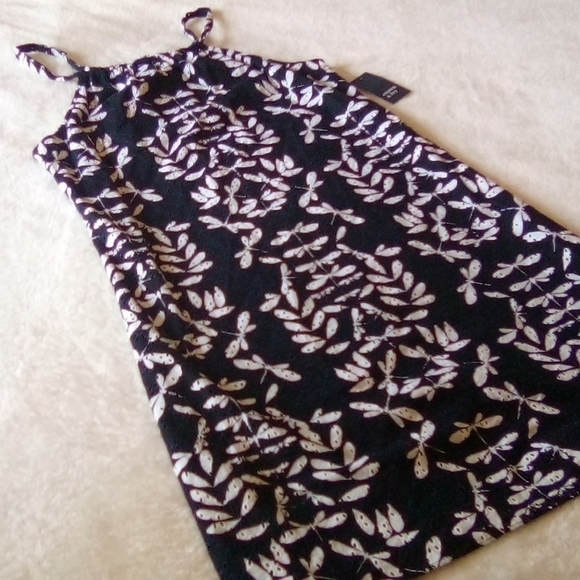 Crown & Ivy Navy and White Dragonfly Print Eyelet Halter Dress NWT - Picture 2 of 9